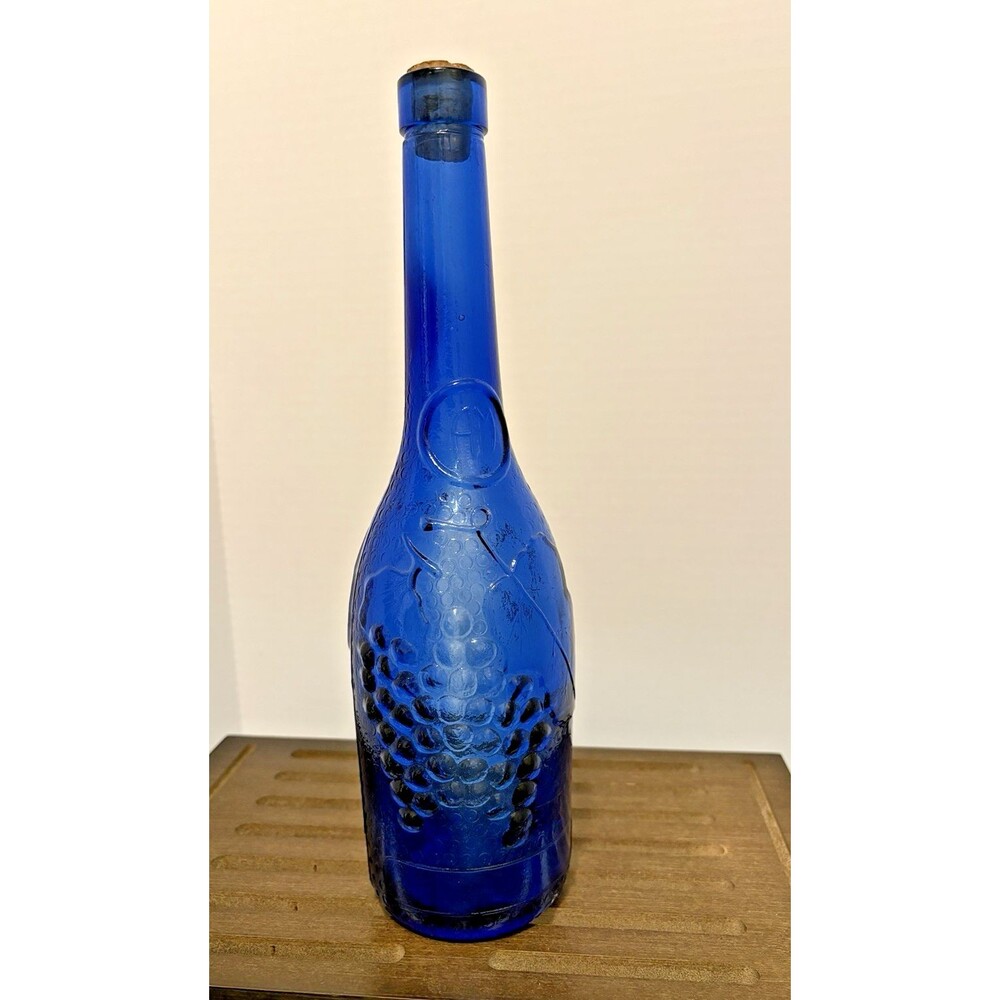 Vintage Cobalt Blue Glass Wine Bottle